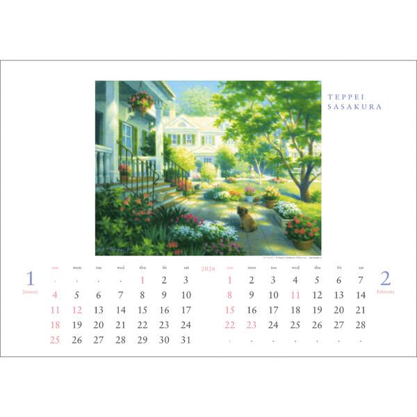 2026年 壁掛けカレンダー 笹倉鉄平 2ヶ月 光の情景画家 幻想的 高精細