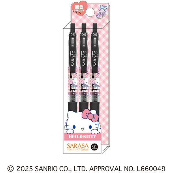 ハローキティ ミニボールペン ストラップ レア☆1995年❗インク出ません。 ハローキティ サラサクリップ 0.5mm 3本セット ロゴ 黒インク ジェル