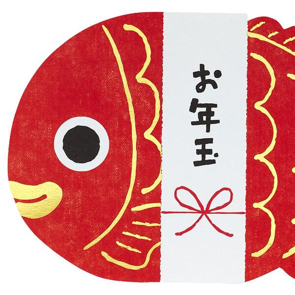 ぽち袋 鯛 3枚入 封シール付 三つ折り 金箔押し ポチ袋 封筒 お年玉