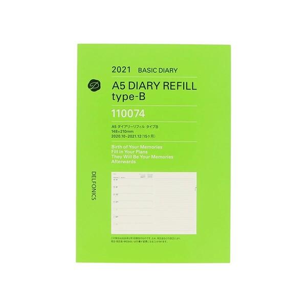 デルフォニックス 2021年 ベーシック ダイアリー リフィル A5 タイプB レフト1週間 罫線メモ 2020年10月始まり 手帳 [02