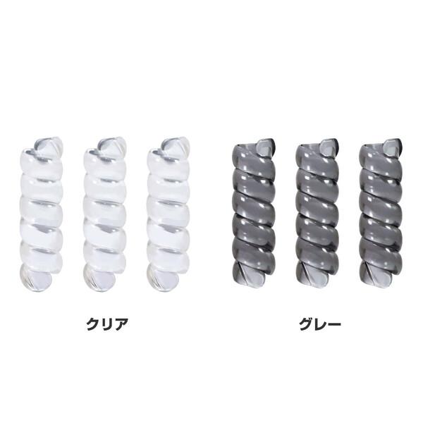 鉛筆グリップ プニュ スパイラル 3個入 直径8〜14mm対応 クリア素材