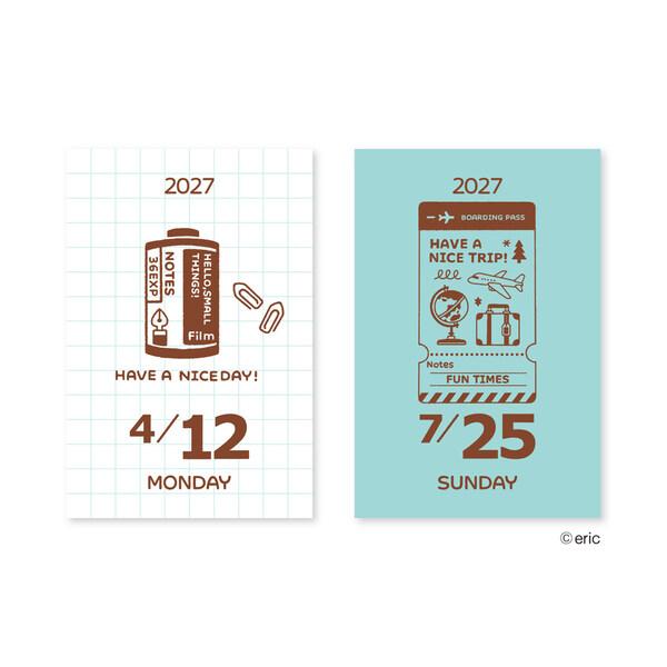 【2027年版】 カレンダー 卓上 ミニ 日めくり 1月始まり 365日 eric 消しゴムはんこ かわいい 新日本カレンダー [01] |  | 02