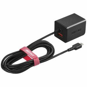 バッファロー BSMPA2401BC2BK 2.4A出力 AC-USB急速充電器 microUSB急速ケーブル一体型タイプ 1.8m ブラック携帯電｜damap