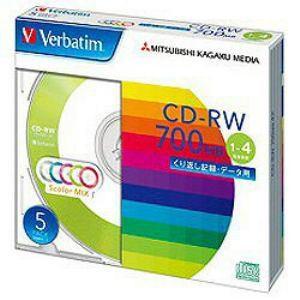 三菱ケミカルメディア SW80QM5V1 データ用CD-RW 700MB 4倍速対応 カラーミックス 5枚AV・情報家電:オーディオ関連:CD-Rメ