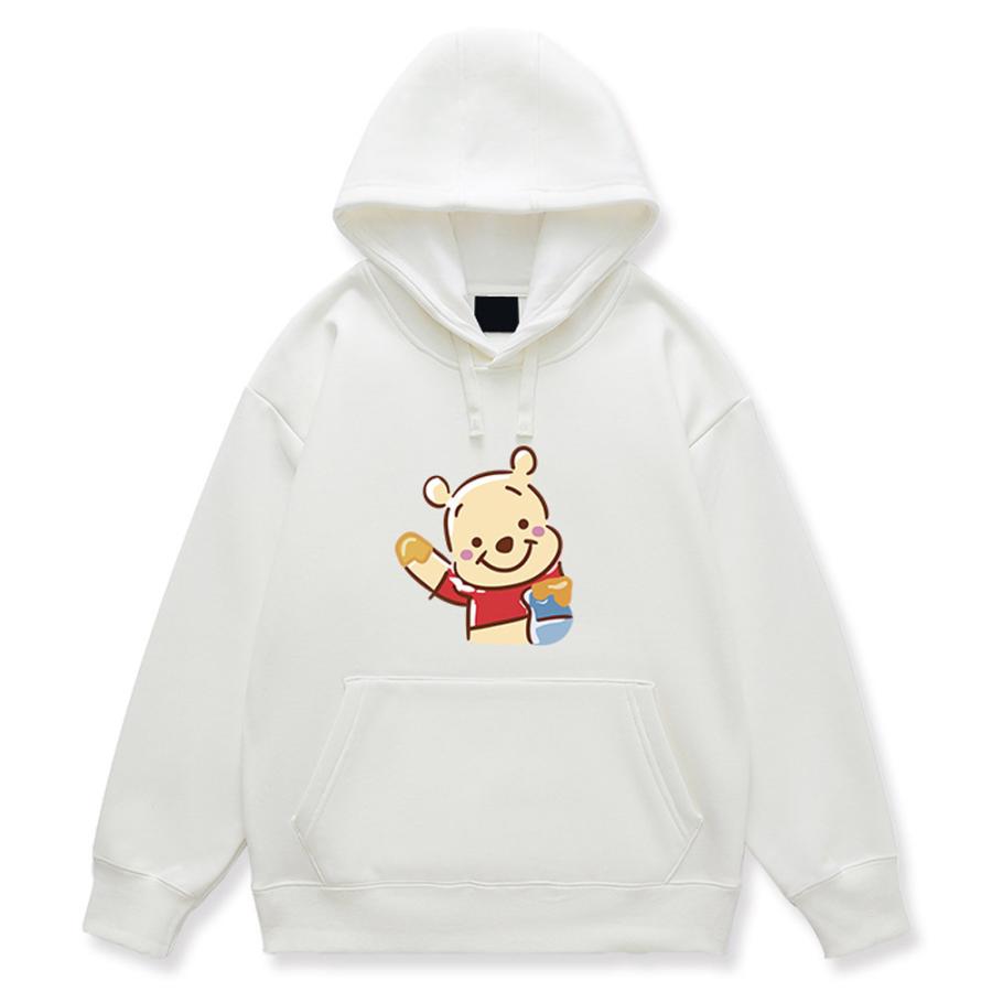 短納期対応 ディズニー パーカー スウェット シャツ ファッション ウィニー プー ベア プリント 女性 男性 ユニセックス 長袖 ジャンパー フード付き ポケ 人気定番 Outmore Pt