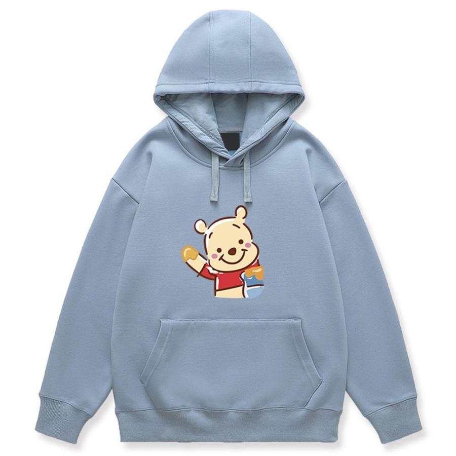 短納期対応 ディズニー パーカー スウェット シャツ ファッション ウィニー プー ベア プリント 女性 男性 ユニセックス 長袖 ジャンパー フード付き ポケ 人気定番 Outmore Pt
