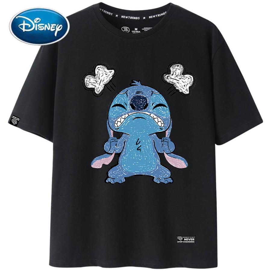 100 安心保証 ディズニー シック ファッション ステッチ リトルモンスター プリント 女性 男性 Tシャツ ユニセックス カップル コットン Oネック 半袖 トッ 大人気 Www Clinicagastroservice Com Br