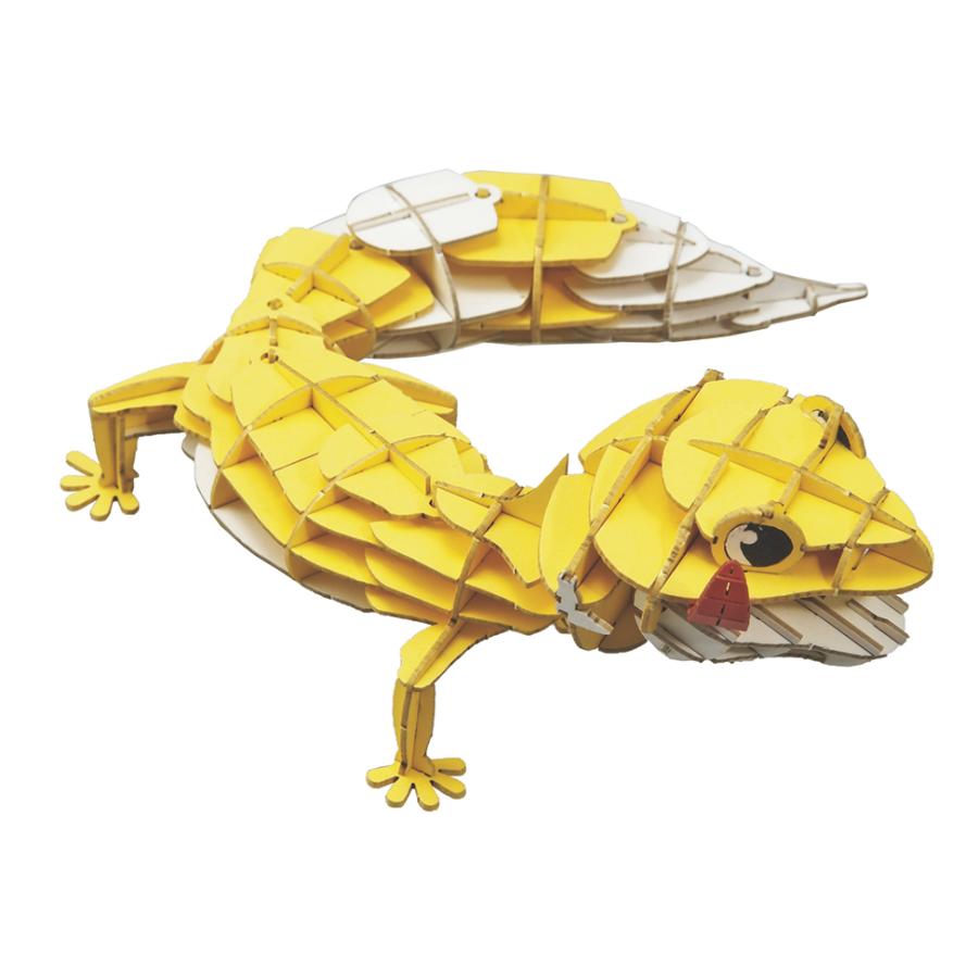 立体 ペーパークラフト パズル ウラノ ３Ｄペーパーパズル DXレオパードゲッコー（MOVE）黄 （送料無料・小型便にて配送） | 