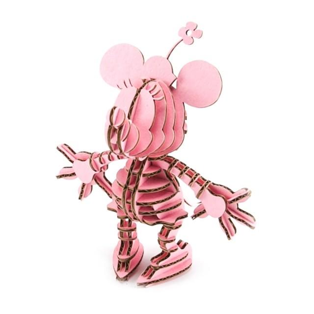 ペーパークラフト  ディスニーキャラクター  FLATS  4D ART PUZZLE(フラッツ4Dアートパズル)  ミニーマウス　ピンク（送料無料・小型便にて配送）｜dambool-crafts