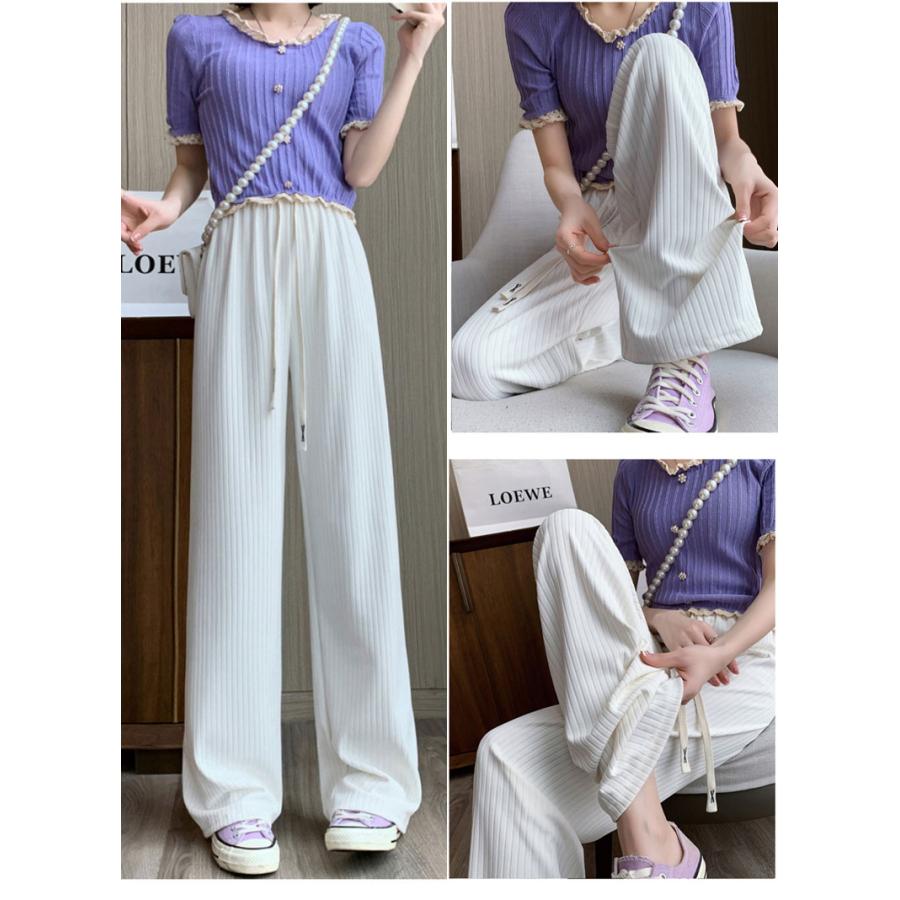 UVカット 冷感タイプ登場 夏 ワイドパンツ 涼しい 韓国ファッション ワイドレッグパンツ レディース シンプル ゆったり カジュアル おしゃれ |  | 05