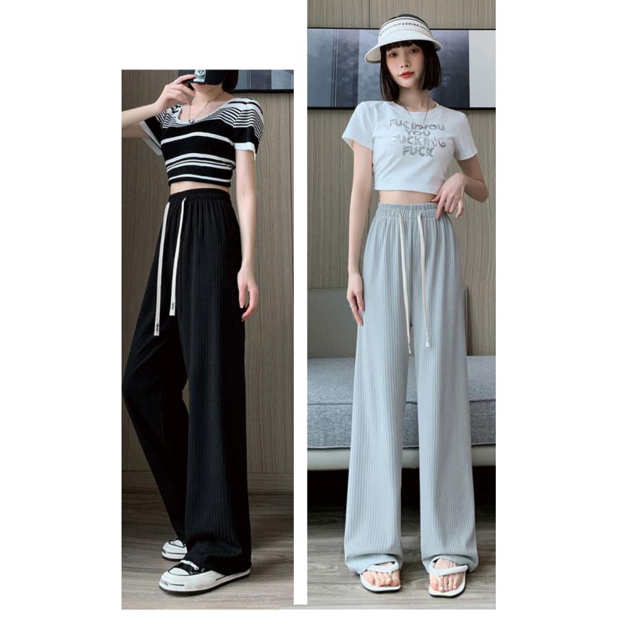 UVカット 冷感タイプ登場 夏 ワイドパンツ 涼しい 韓国ファッション ワイドレッグパンツ レディース シンプル ゆったり カジュアル おしゃれ |  | 09