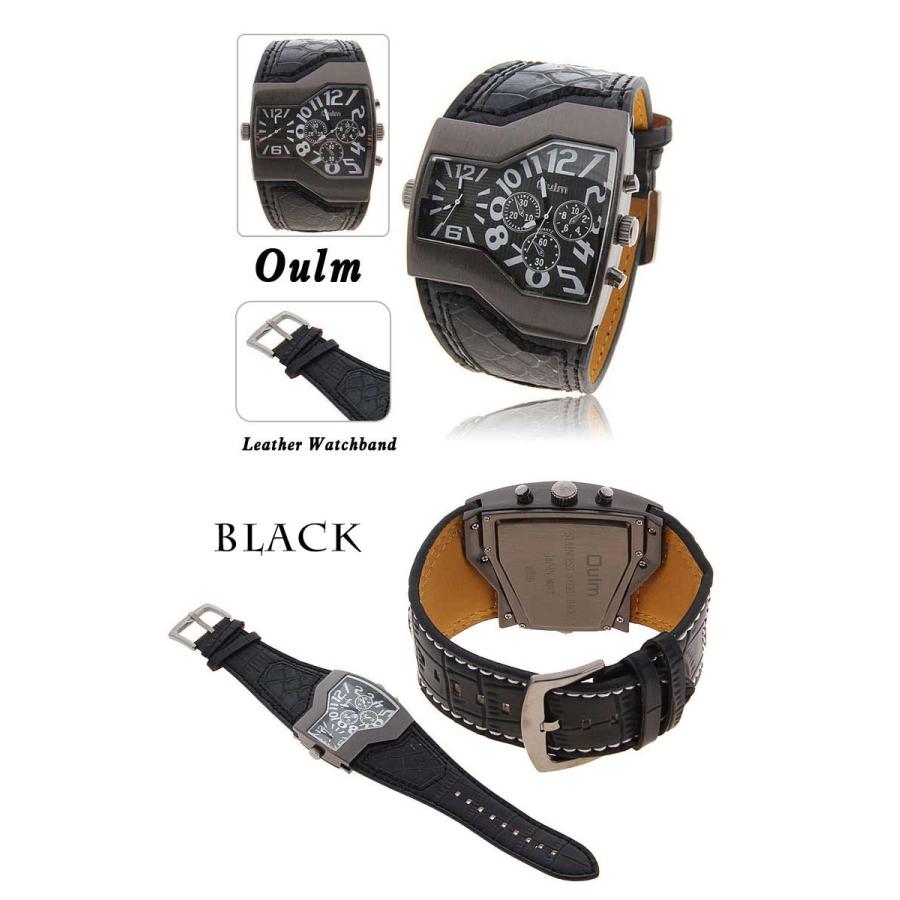 2フェイス腕時計 oulm 腕時計 メンズ 時計 アナログ スポーツ腕時計メンズカジュアルレザー ファッション 男性 ウォッチ オシャレ ビジュアル |  | 04