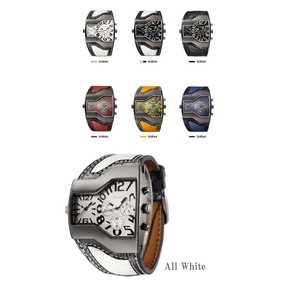 2フェイス腕時計 oulm 腕時計 メンズ 時計 アナログ スポーツ腕時計メンズカジュアルレザー ファッション 男性 ウォッチ オシャレ ビジュアル |  | 07