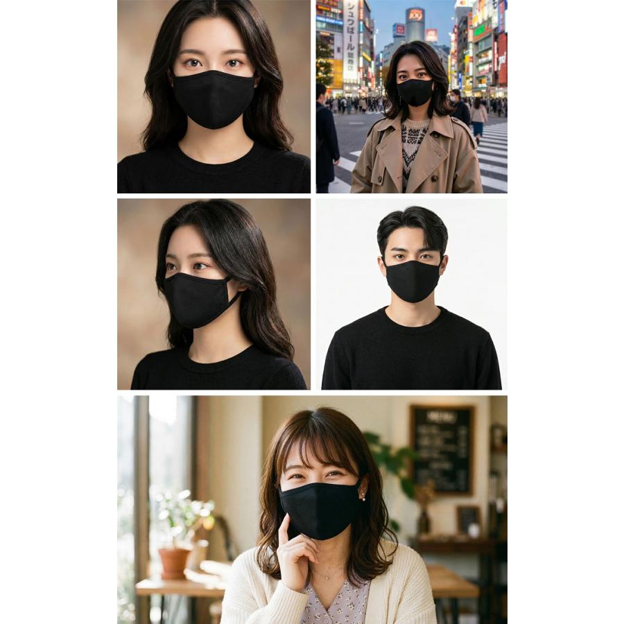 【2枚セット】マスク 黒 マスク ブラックマスク ファッション ストリート B系 メンズ レディース ヒップホップ BLACK  花粉 V系 |  | 01