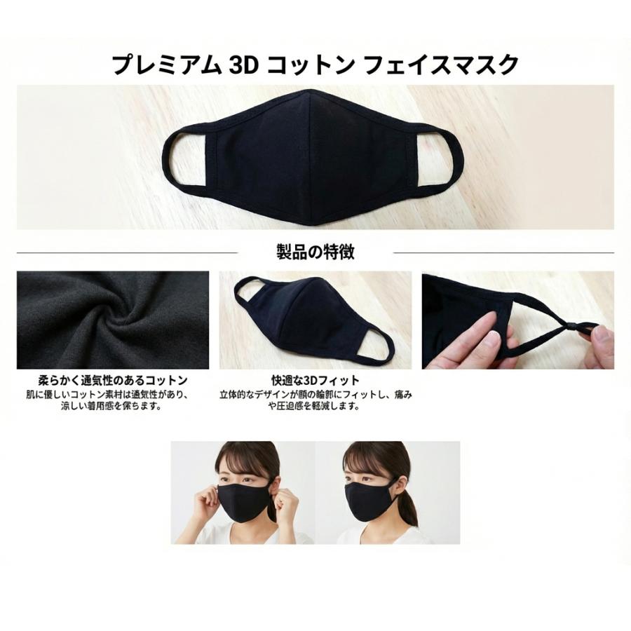 【2枚セット】3Dマスク 黒 マスク ブラックマスク ファッション ストリート B系 メンズ レディース ヒップホップ BLACK  花粉 V系 |  | 04