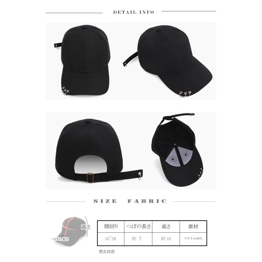 3リング ベースボールキャップ 帽子  b系 ヒップホップ ストリート系 レディース ローキャップ ブラック ピンク ホワイト リング付き |  | 05