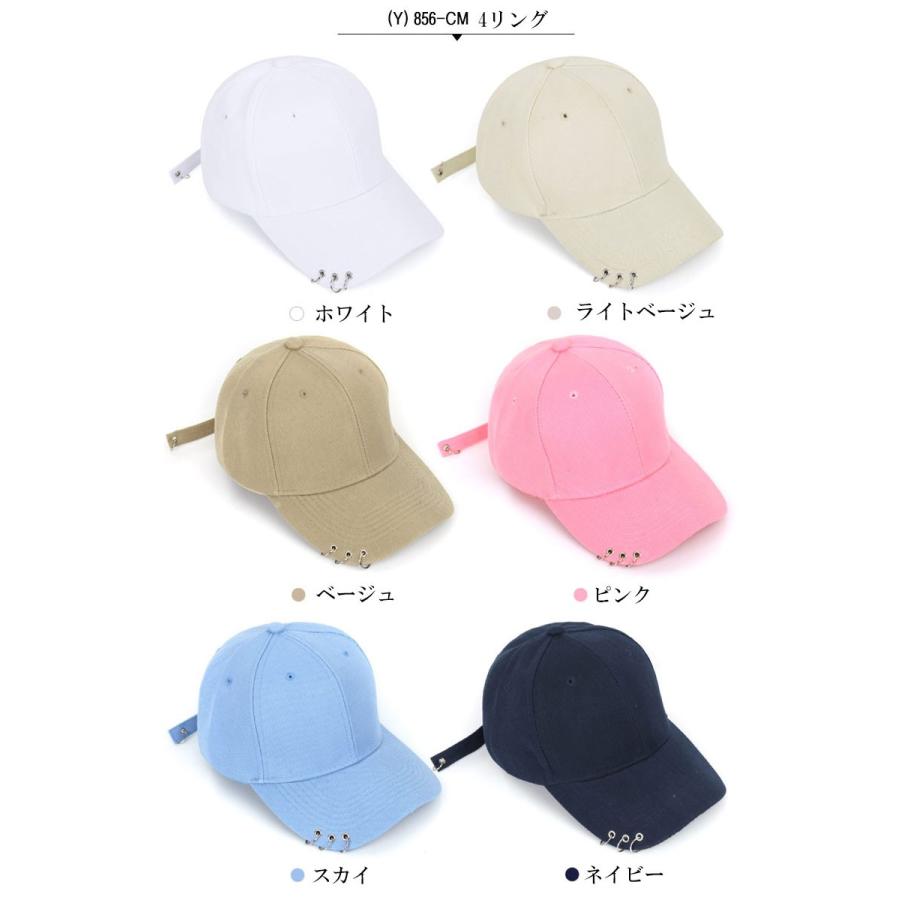 3リング ベースボールキャップ 帽子  b系 ヒップホップ ストリート系 レディース ローキャップ ブラック ピンク ホワイト リング付き |  | 06