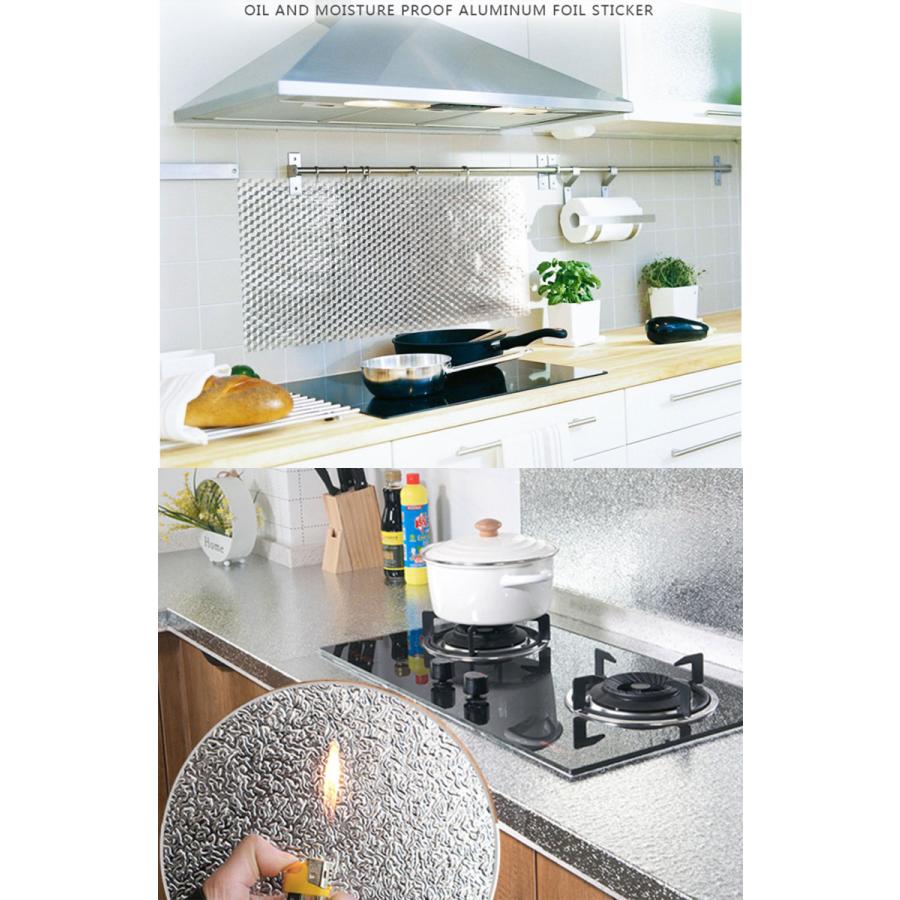 キッチンシート 耐熱シート 壁紙シール ホイル シール 60cm幅x200cm 壁紙 のり付き 台所用 キッチン 防汚 耐熱 戸棚シート インテリア雑貨  ウォールステッカー |  | 01