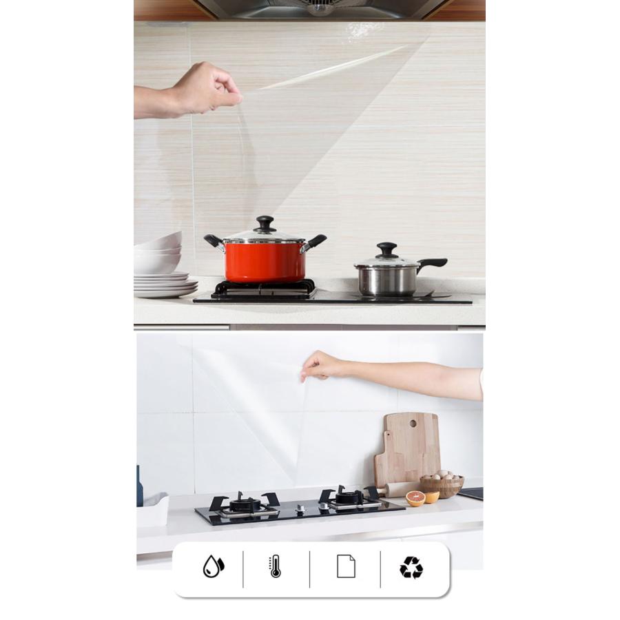 キッチンシート 耐熱 透明 60cmX5m 保護シート 壁紙 防水 防汚 耐熱シート キッチン 汚れ防止 ウォールステッカー 貼るだけ 簡単 DIY シール 耐熱性 防水性 |  | 01