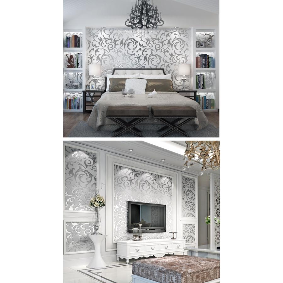 壁紙 エレガント 金 銀 53cm×9.5m DIY のりなし おしゃれラグジュアリー 北欧 輸入壁紙 ラッシュ 賃貸 厚手 シンプル リフォーム 補修 ゴールド シルバー |  | 06