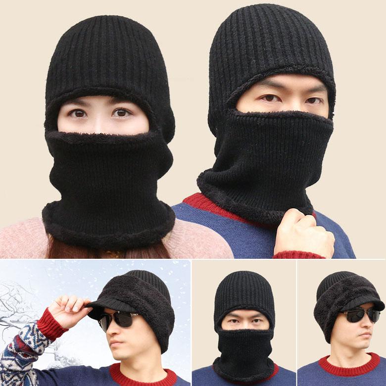バラクラバ ニット帽 フェイスマスク一体型 メンズ レディース 防寒 目出し帽 ネックウォーマー 秋冬 アウトドア 無地 選べる2タイプ 通勤 通学 自転車 |  | 03