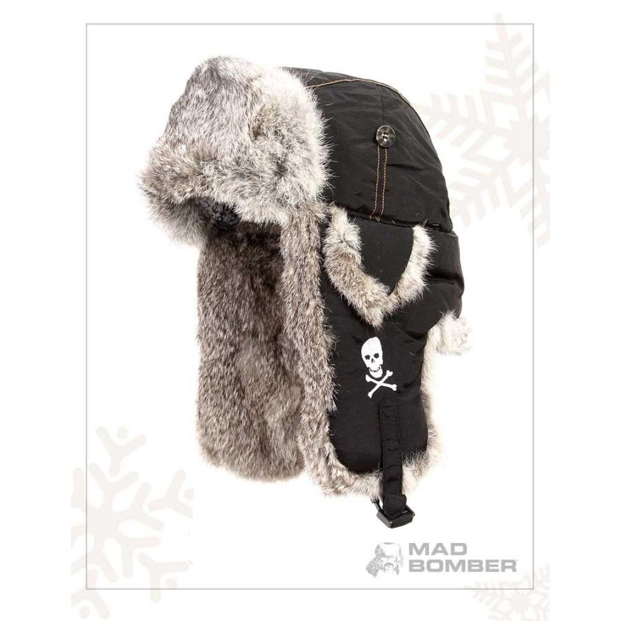 304 SKULL BLK hat キャップ ハット スキー帽子 ロシア パイロットキャップ 毛皮 冬帽子 ラビットファー100％ レディース メンズ　耳あて付き帽子 |  | 02