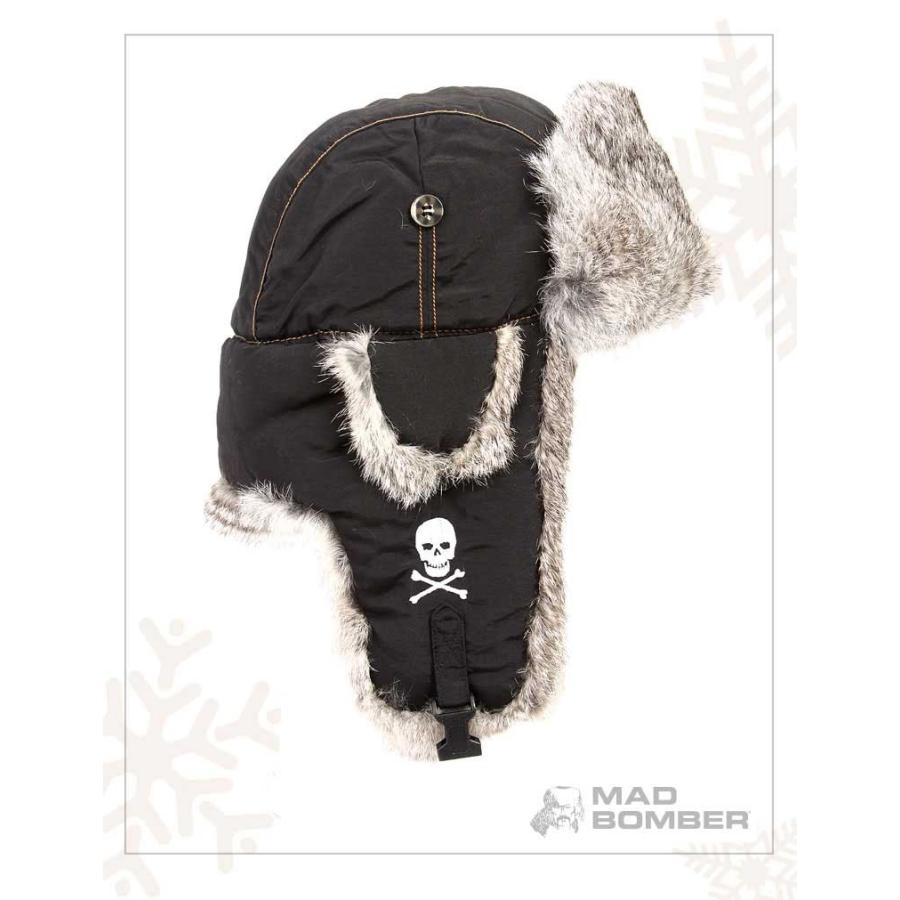 304 SKULL BLK hat キャップ ハット スキー帽子 ロシア パイロットキャップ 毛皮 冬帽子 ラビットファー100％ レディース メンズ　耳あて付き帽子 |  | 03