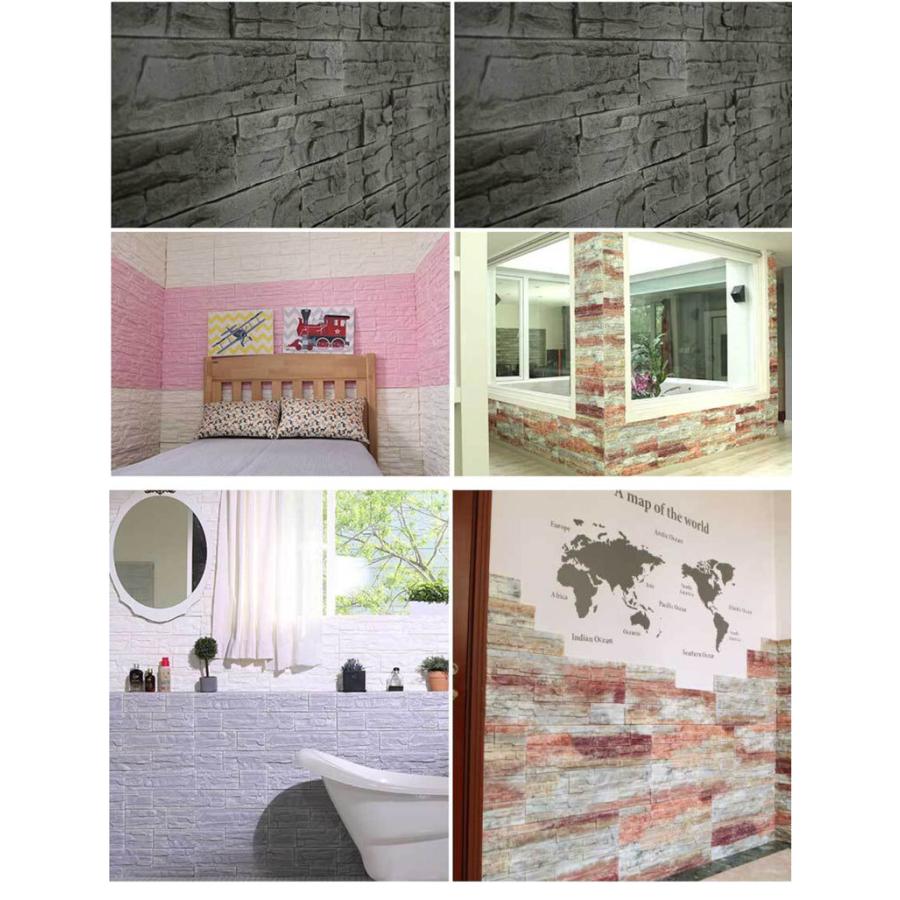 1枚 壁紙 71x77cm レンガ シート シール ブリックタイル ブロック レンガ 壁 立体 3D クッション壁紙 ブリック レンガ リフォーム リビング 子供部屋 大理石 |  | 02