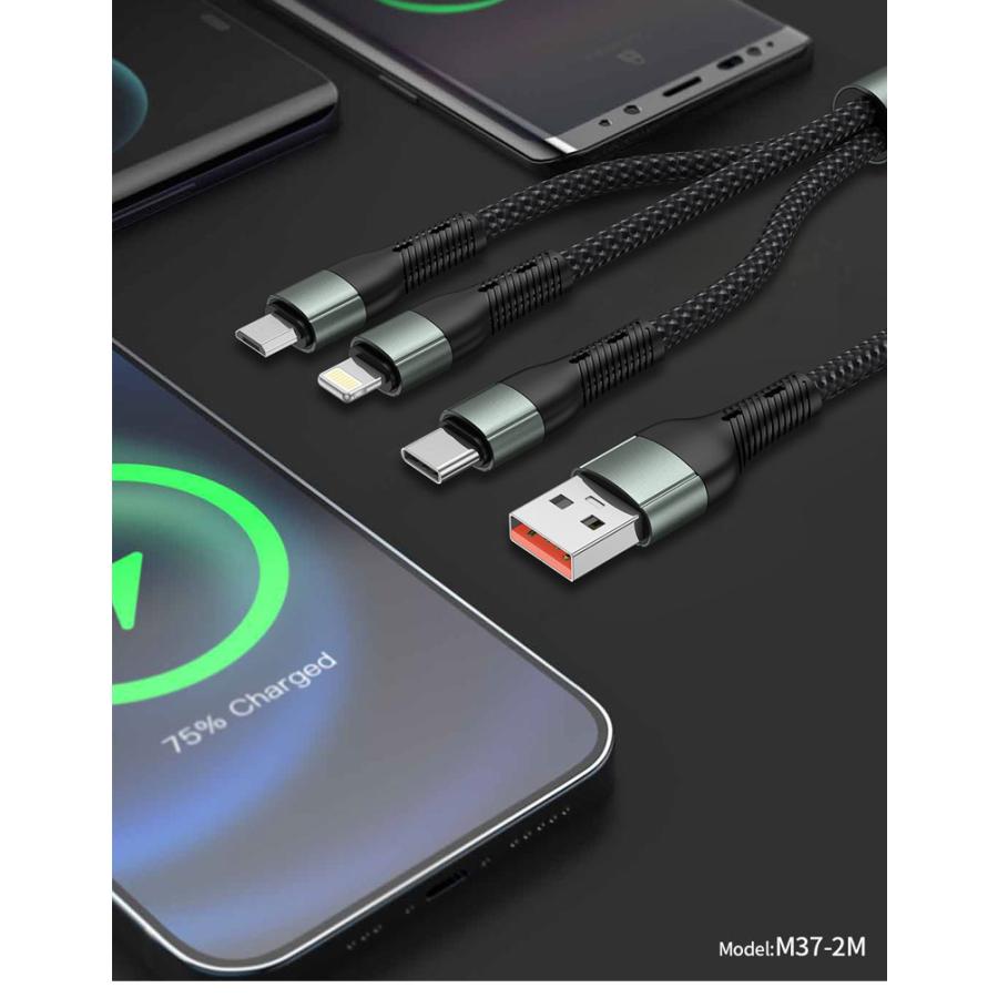 3in1 6A 充電器ケーブル USBケーブル iPhoneケーブル Type-cケーブル Microケーブル 急速充電 ケーブル micro usb type−c 1.2m Android 充電ケーブル |  | 01