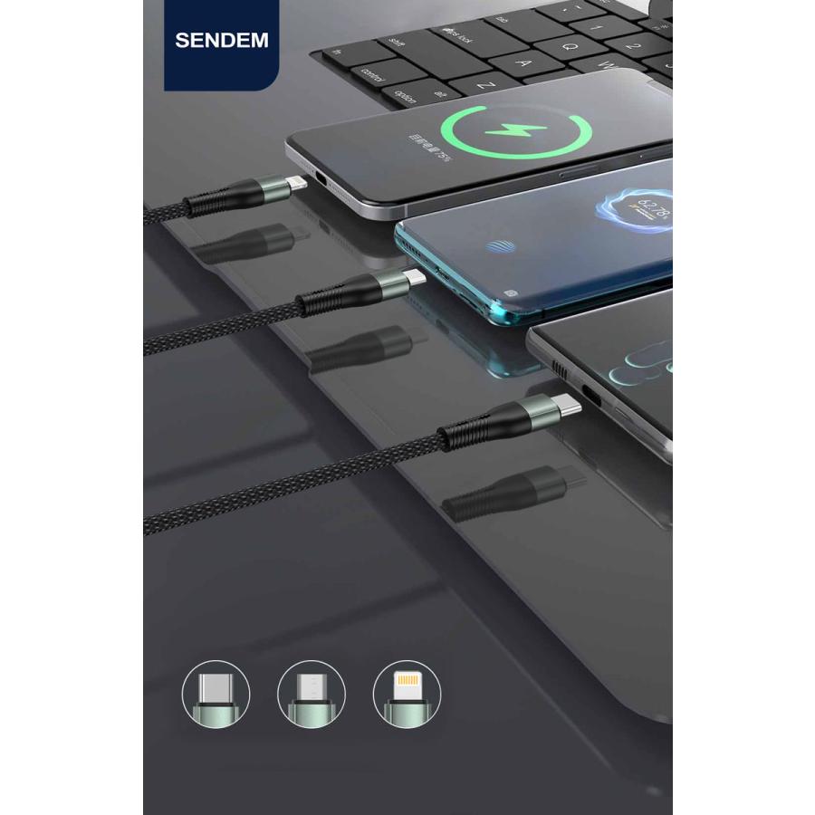 3in1 6A 充電器ケーブル USBケーブル iPhoneケーブル Type-cケーブル Microケーブル 急速充電 ケーブル micro usb type−c 1.2m Android 充電ケーブル |  | 04