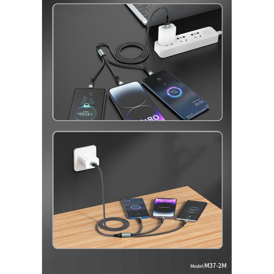 3in1 6A 充電器ケーブル USBケーブル iPhoneケーブル Type-cケーブル Microケーブル 急速充電 ケーブル micro usb type−c 1.2m Android 充電ケーブル |  | 08
