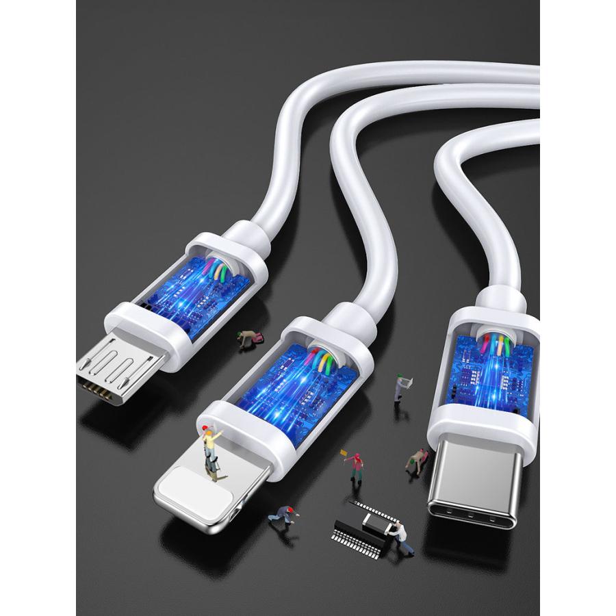 TOPK 1m iphone アンドロイド タイプC  3in1 充電ケーブル スマホケーブル スマホ USBケーブル 充電器 充電コード スマートフォン Microusb Type-c |  | 03