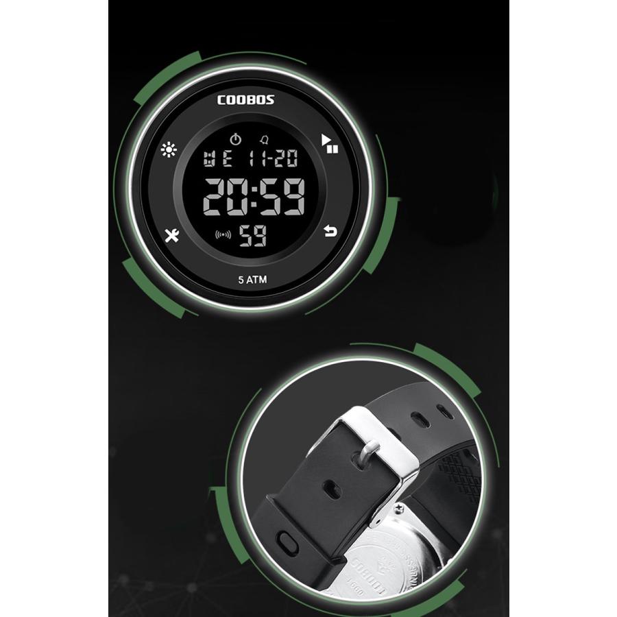 COOBOS デジタル メンズ 腕時計 ブランド LED ディスプレイ 防水