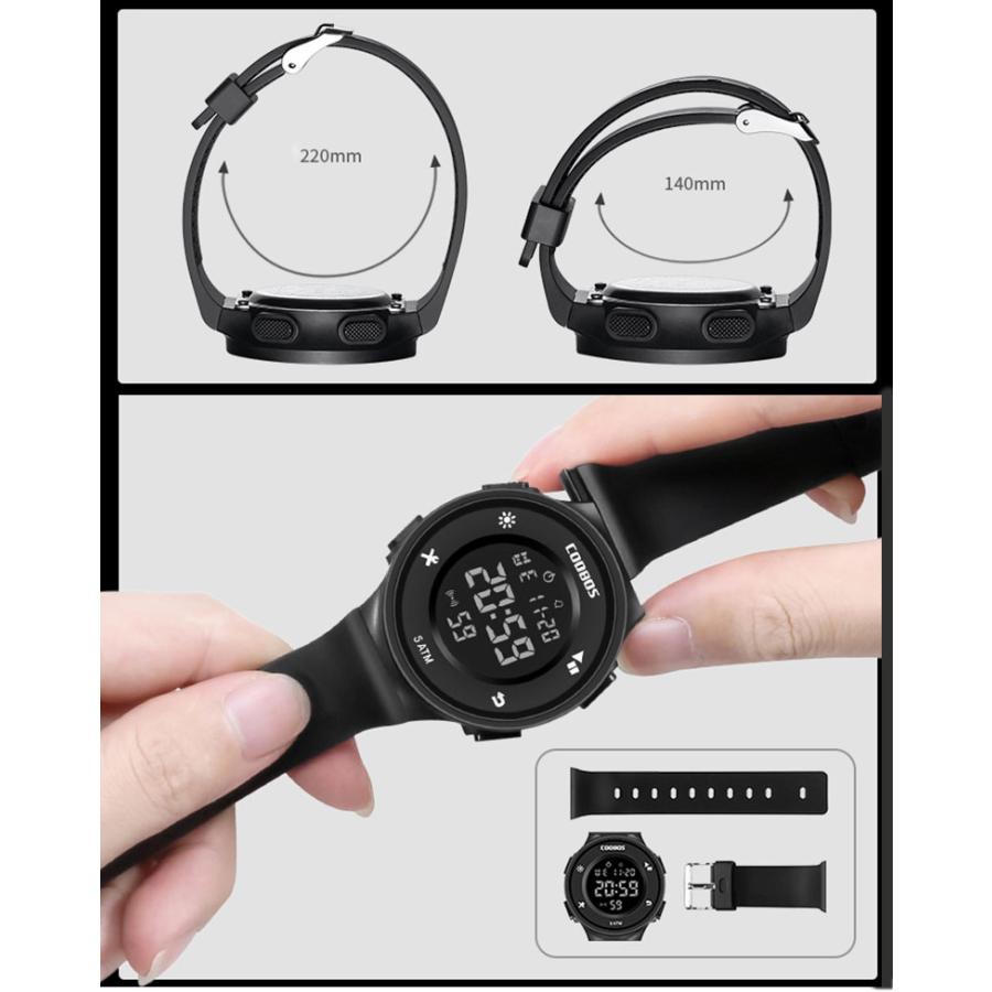 COOBOS デジタル メンズ 腕時計 ブランド LED ディスプレイ 防水