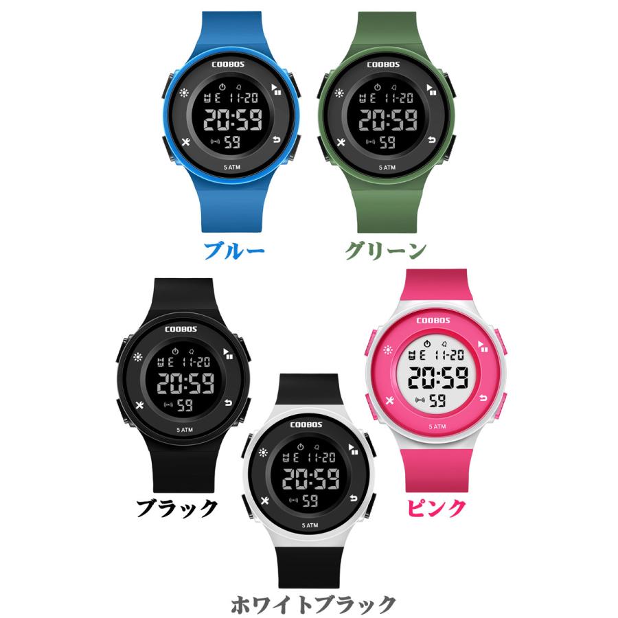 COOBOS デジタル メンズ 腕時計 ブランド LED ディスプレイ 防水