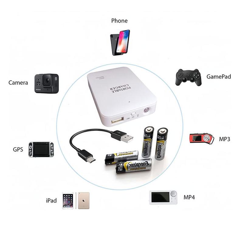 乾電池式モバイルバッテリー 充電器 軽量 iphone 乾電池式 USB 乾電池 緊急時 備え スマホ 防災 災害 停電 USB LEDライト |  | 02