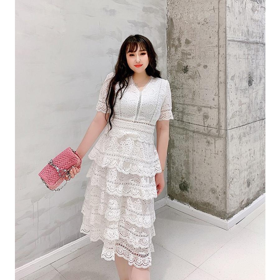 超人気の ティアード ワンピース コットンレース 大きいサイズ ホワイト 同窓会 レディース 母の日 21 ランキング1位獲得 Gestion Etechnologies Shop