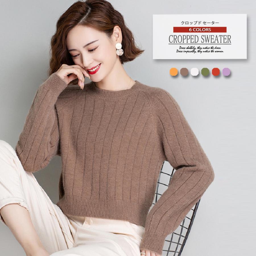 長袖 ニット セーター ショート丈 丸首 大きいサイズ プルオーバー クルーネック レディース 1129 Shortknit Damon S 通販 Yahoo ショッピング