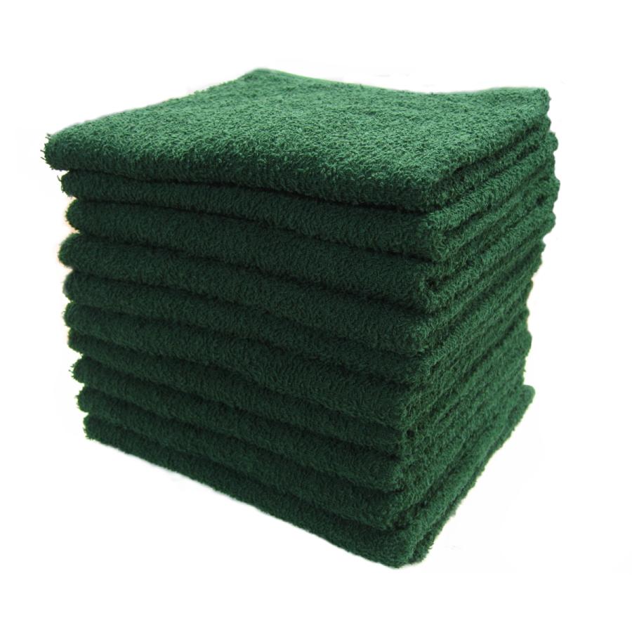 フェイスタオル ダークグリーン まとめ買い10枚組セット 速乾薄手