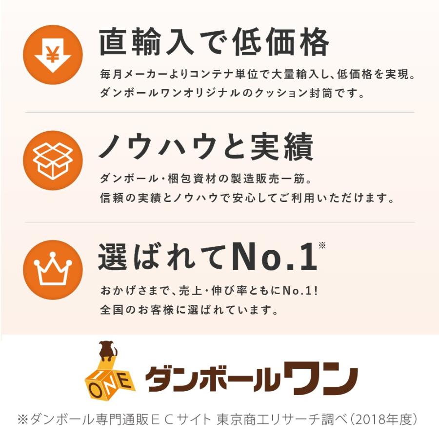 ダンボールワン クッション封筒小物用 口幅150×高さ200＋折り返し50mm