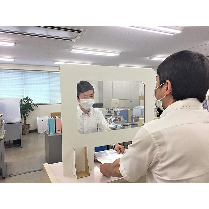 受付用パーテーション 卓上間仕切り 受付用マドワクダナ (Madowaku-Dana) 2枚入り1ケース 簡単設置 幅74cm 高さ68cm ホワイト スタンダードサイズ |  | 02