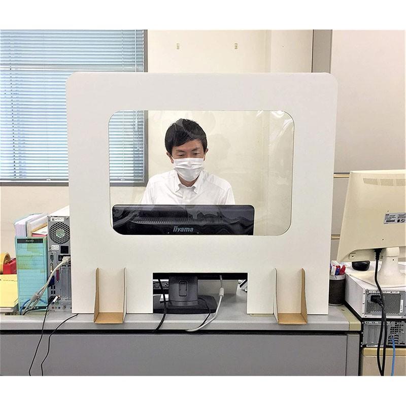 受付用パーテーション 卓上間仕切り 受付用マドワクダナ (Madowaku-Dana) 2枚入り1ケース 簡単設置 幅74cm 高さ68cm ホワイト スタンダードサイズ |  | 05