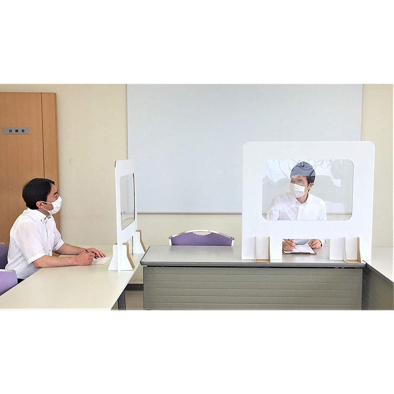 受付用パーテーション 卓上間仕切り 受付用マドワクダナ (Madowaku-Dana) 2枚入り1ケース 簡単設置 幅74cm 高さ68cm ホワイト スタンダードサイズ |  | 07