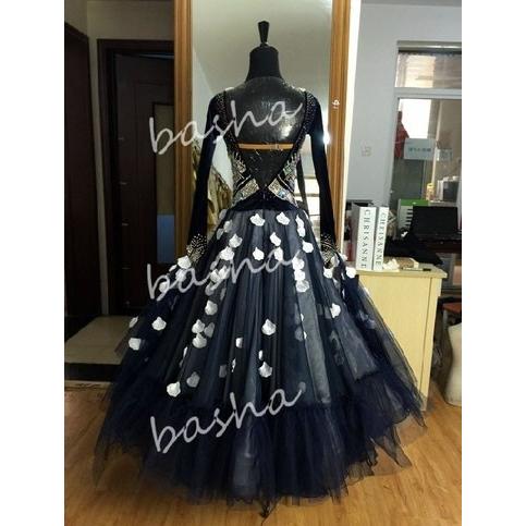 社交ダンス用スタンダードドレス　セミオーダー可能 レディース社交ダンス衣装　競技ドレス　ワルツドレス高級品　発表会用演出服パーティードレスワンピース　セミオーダー可