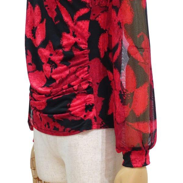 JOAN フリルトップス 11006-C Mサイズ レッド ブラック 黒 赤 フラワー
