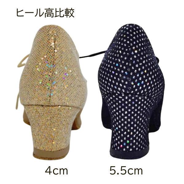 【当店おススメ】pretty メッシュ切り替え ティーチャーズ シューズ GT400 ベージュラメ 5cm 4cm 太ヒール 3E 社交ダンス 安定感抜群 高品質【製作可能】_7