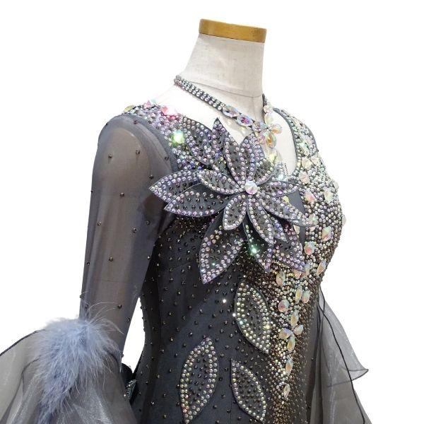 スタンダードドレス 正装 KO187 グレー Mサイズ フラワーモチーフ