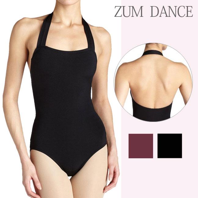 ホルターレオタード　ZD5010-A2013　バレエ  シンプル ブラック バーガンディ レオタード | ZUM