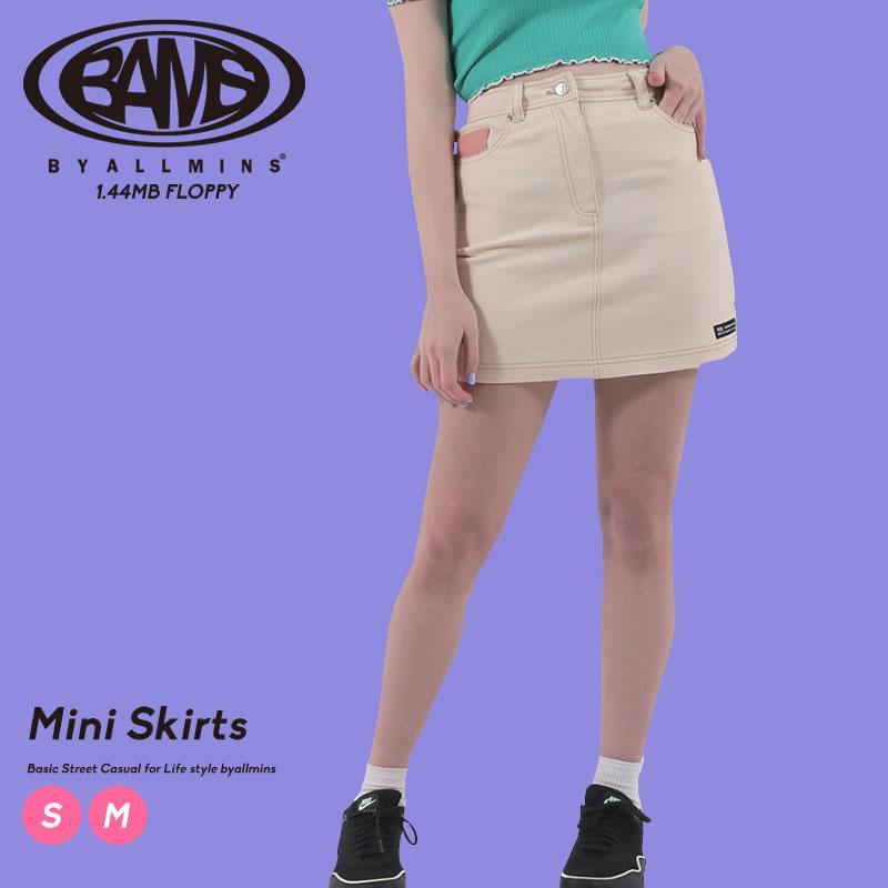 byallmins バイオールミーンズ ストレッチツイル ミニスカート 1.44MB FLOPPY Mini Skirts アイボリー BM201WCASK004 レディース 韓国ファッション ブランド | ブランド登録なし