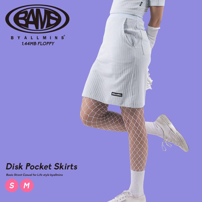 byallmins バイオールミーンズ リブニットスカート ミニスカート Disk Pocket Skirts スカイブルー BM202WCASK001 レディース 韓国ファッション ブランド | ブランド登録なし